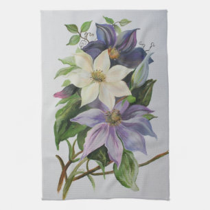 Lilac Clematis Vine Acrylmalerei Handtuch