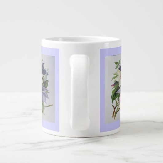 Lilac Clematis Vine Acrylmalerei Jumbo-Tasse (Rückseite)