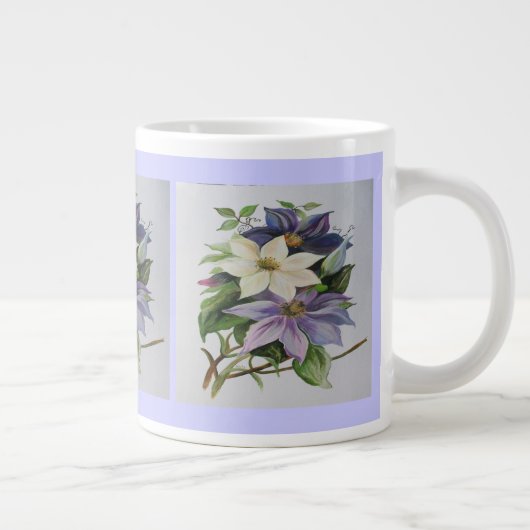 Lilac Clematis Vine Acrylmalerei Jumbo-Tasse (Rechts)