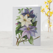 Lilac Clematis Vine Acrylmalerei Karte (Gelbe Blume)