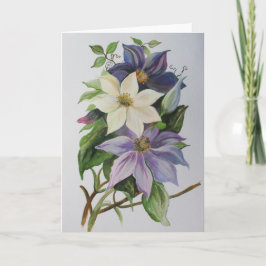 Lilac Clematis Vine Acrylmalerei Karte