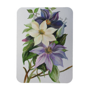 Lilac Clematis Vine Acrylmalerei Magnet
