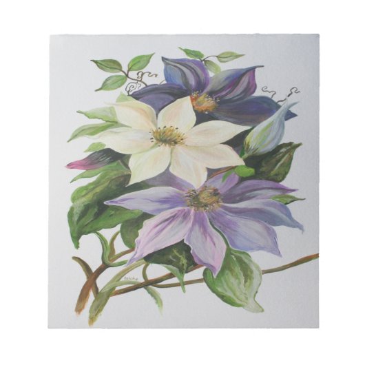 Lilac Clematis Vine Acrylmalerei Notizblock (Vorderseite)