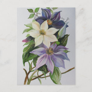Lilac Clematis Vine Acrylmalerei Postkarte