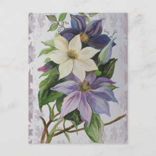 Lilac Clematis Vine Acrylmalerei Postkarte
