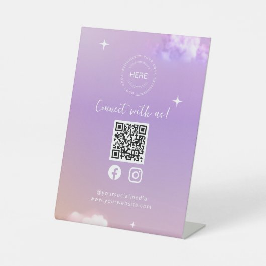 Lilac Connect with US Social Media QR Code Sockelschild (Vorderseite)