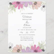 Lilac Cosmos Blume Einladungen für Hochzeiten