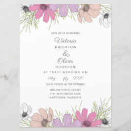 Lilac Cosmos Blume Einladungen für Hochzeiten