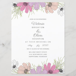 Lilac Cosmos Blume Einladungen für Hochzeiten