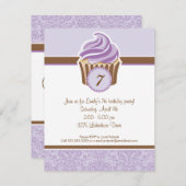 Lilac Cupcake Geburtstagsparty Einladung (Vorne/Hinten)