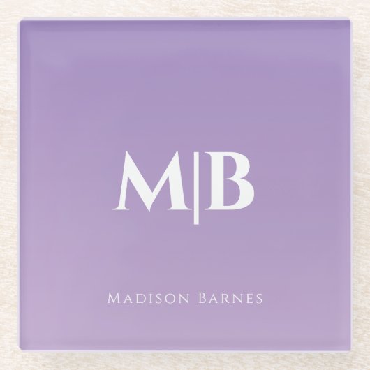 Lilac Custom Monogram Name Glasuntersetzer (Vorderseite)