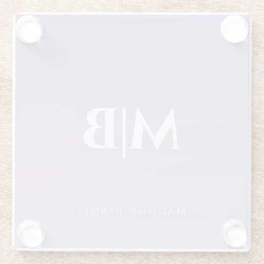 Lilac Custom Monogram Name Glasuntersetzer (Rückseite)