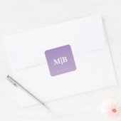 Lilac Custom Monogram Name Quadratischer Aufkleber (Umschlag)