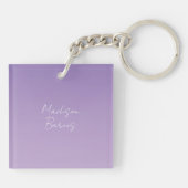 Lilac Custom Monogram Name Schlüsselanhänger (Rückseite)