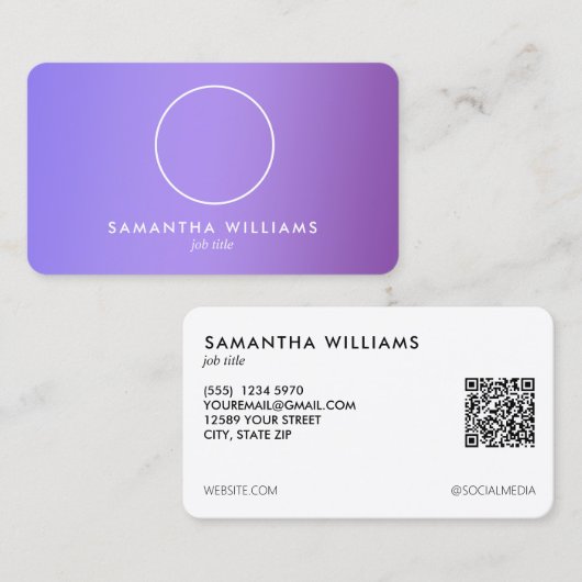 Lilac Custom QR Foto Visitenkarte (Vorne/Hinten)