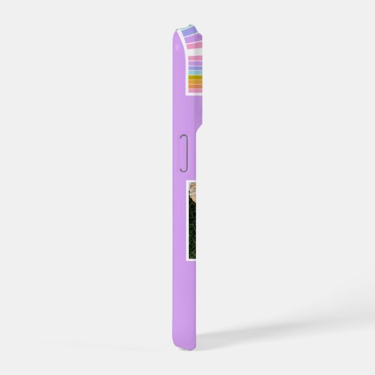 Lilac Cute Modern 3 Photo Layout Custom iPhone Hülle (Rechte Seite)