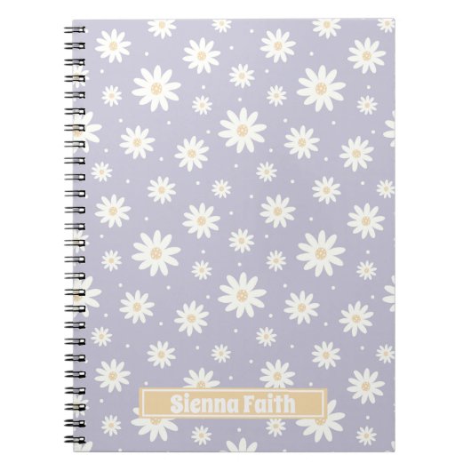 Lilac Daisy Floral Custom Notebook Notizblock (Vorderseite)
