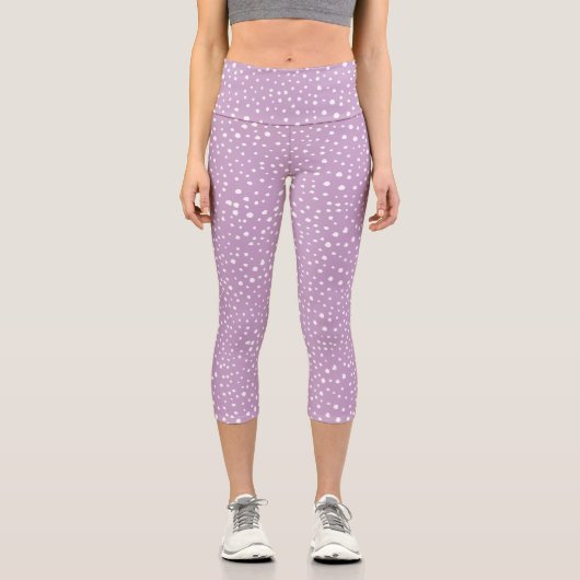 Lilac-Dalmatiner-Punkte, Dalmatiner-Punkte, gepunk Capri Leggings (Vorderseite)