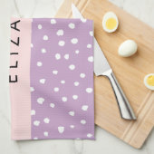 Lilac Dalmatiner Spots, Dalmatiner Punkte, Ihr Nam Geschirrtuch (Viertel Falte)