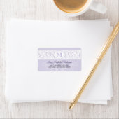 Lilac Damask Monogram Address Label Adressaufkleber (Insitu)