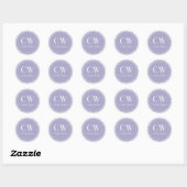 Lilac Damask Monogram Runder Aufkleber (Blatt)