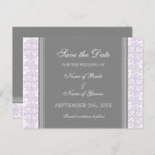 Lilac Damask Save the Date Hochzeitspostkarten Ankündigungspostkarte (Vorne/Hinten)