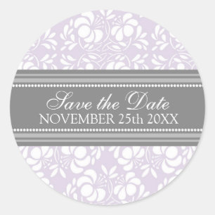 Lilac Damask Save the Date Umschlag Aufkleber