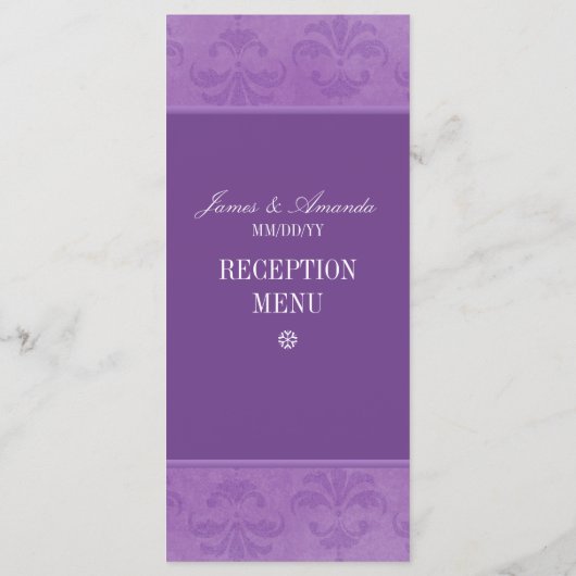 Lilac Damask Wedding Menü/Programm Menükarte (Rückseite)