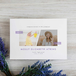 Lilac Dann und Jetzt Zwei Foto Abschluss Ankündigung