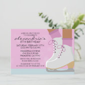 Lilac Dark Skin Skate Lakes Skaten Party Einladung (Stehend Vorderseite)