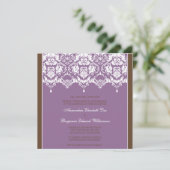 Lilac Darling Damask Square Einladung zur Hochzeit (Stehend Vorderseite)