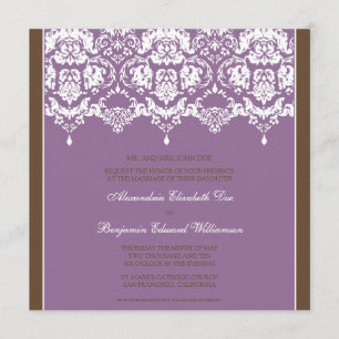 Lilac Darling Damask Square Einladung zur Hochzeit