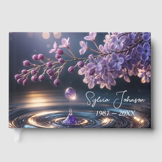 Lilac Dewdrop For Memorial Service Gästebuch (Vorderseite)