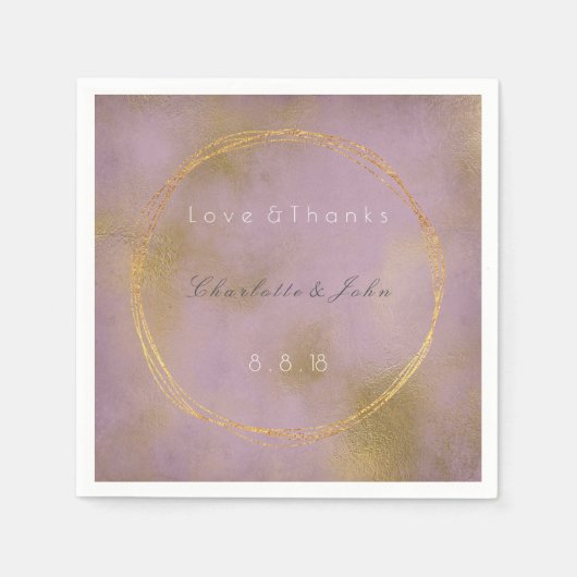 Lilac Distressed Gold Lila Vip Dandelion Wedding Serviette (Vorderseite)
