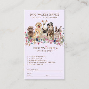 Lilac Dog Walker Service Kostenloser Name des Gesc Visitenkarte