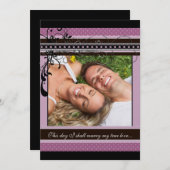 Lilac Dots and Wirbel Hochzeit Foto Einladung (Vorne/Hinten)