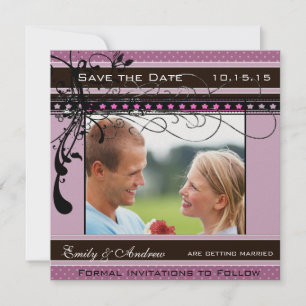 Lilac Dots and Wirbel Wedding Foto Save the Date