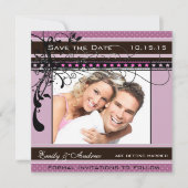 Lilac Dots and Wirbel Wedding Foto Save the Date Einladung (Vorderseite)