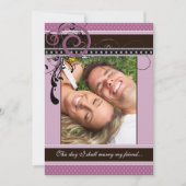 Lilac Dots & Wirbel Wedding Foto Einladung (Vorderseite)