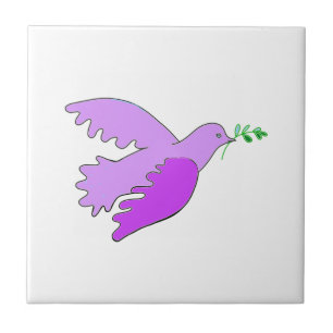 Lilac Dove of Peace with Olive Branch Fliese