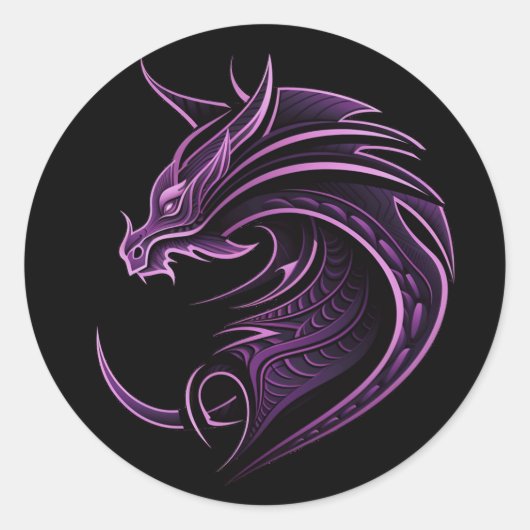 Lilac Dragon minimalistisch, Tätowierstisch T - Sh Runder Aufkleber (Vorderseite)