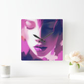 Lilac Dream Whisper - Serene, Ethereal, Lila Quadratische Wanduhr (Zuhause)