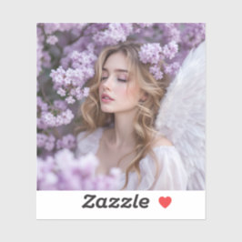Lilac Dreams - Serene Spring Angel Aufkleber