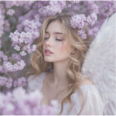 Lilac Dreams - Serene Spring Angel Aufkleber (Vorderseite)
