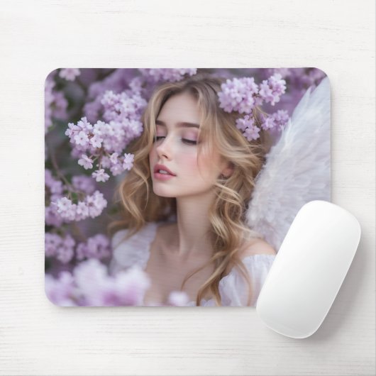 Lilac Dreams - Serene Spring Angel Mousepad (Mit Mouse)