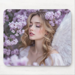 Lilac Dreams - Serene Spring Angel Mousepad