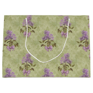Lilac Dreams Vintag Style Green Damask Große Geschenktüte