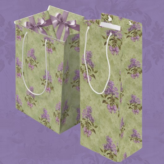 Lilac Dreams Vintag Style Green Damask Mittlere Geschenktüte
