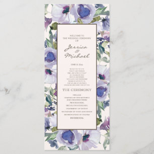 Lilac Dusty Blue Boho Floral Wedding Program Programm
