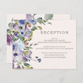 Lilac Dusty Blue Boho Floral Wedding Reception Begleitkarte (Vorne/Hinten)